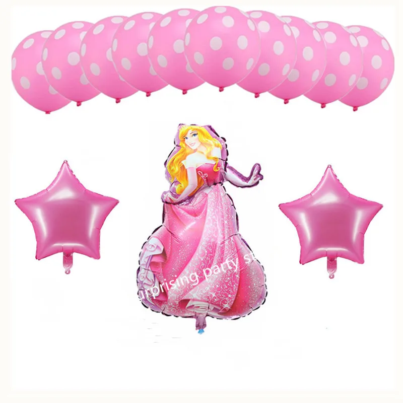 

13pcs/set Belle Aurora Cinderella Snow White Sofia Princess Foil Balloon Polka Dot Latex Balloon Girl Birthday Party Decoration