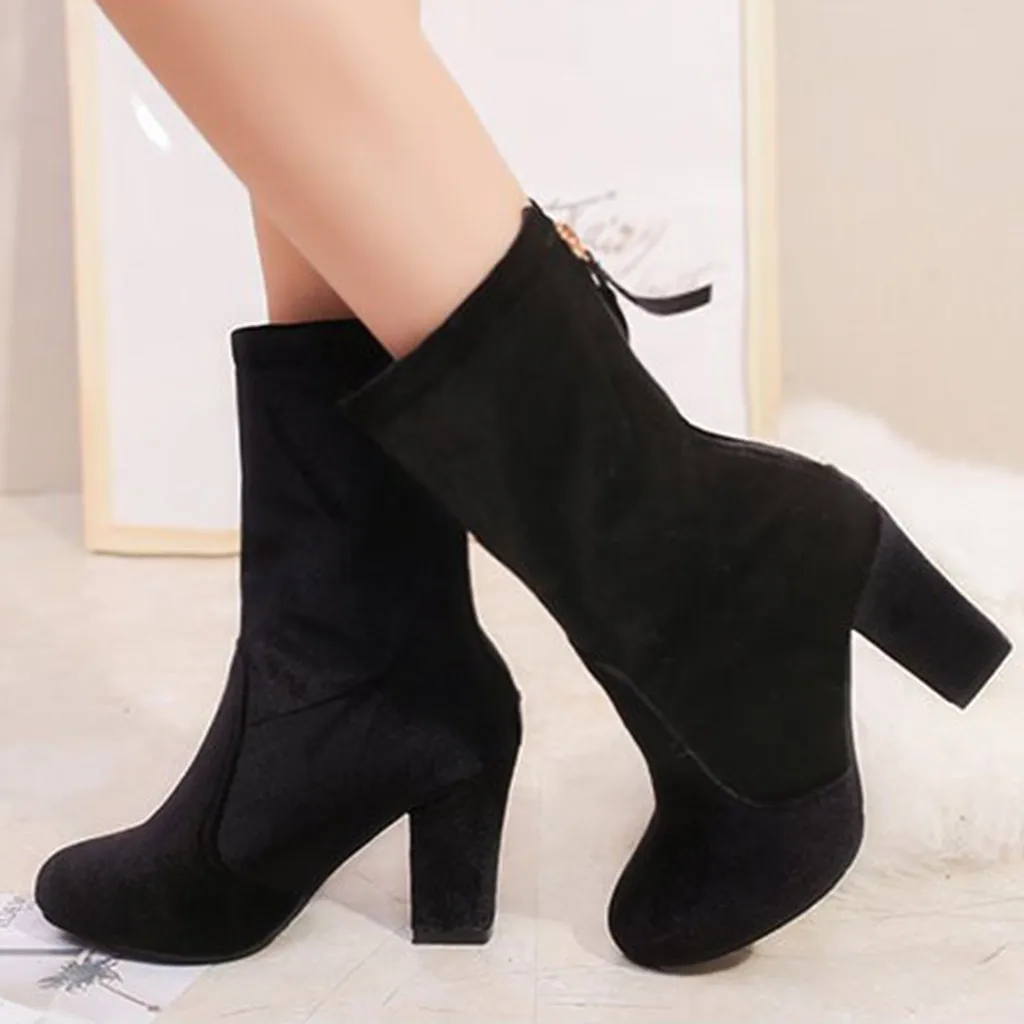 Woman boots genuine leather Women's Fashion Ladies Solid Flock Thick High Heel Zipper Boots Casual Shoes boots women winter
Woman boots genuine leather Women's Fashion Ladies Solid Flock Thick High Heel Zipper Boots Casual Shoes boots women winter
