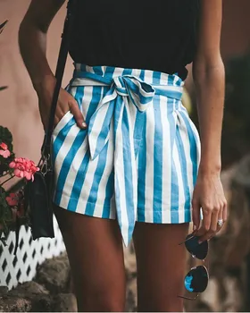 Hot Selling Women Striped Shorts Clothes Lace Up High Waist Summer Fashion Trousers Fitness Casual Stripe Shorts
Hot Selling Women Striped Shorts Clothes Lace Up High Waist Summer Fashion Trousers Fitness Casual Stripe Shorts