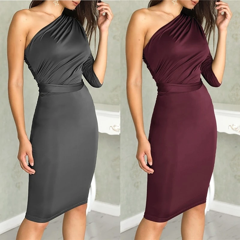 Autumn Women Fashion Back Tie Bow High Waist Bodycon Dress One Off Shoulder Dress Solid Slim Sexy Club Party Dresses
Autumn Women Fashion Back Tie Bow High Waist Bodycon Dress One Off Shoulder Dress Solid Slim Sexy Club Party Dresses