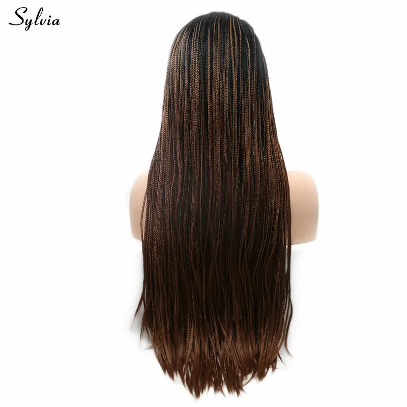 Sylvia Black Roots Ombre Brown/Dark Blue/Yellow Blonde Lace Front Braided Wig Synthetic Box Braid Wigs for Women Party Long Hair
Sylvia Black Roots Ombre Brown/Dark Blue/Yellow Blonde Lace Front Braided Wig Synthetic Box Braid Wigs for Women Party Long Hair