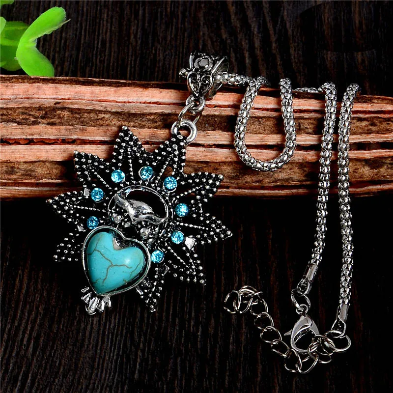 SHUANGR Vintage heartstone owl pendant blue natural stone crystal rhinestone flower Silver-color choker necklace for women
SHUANGR Vintage heartstone owl pendant blue natural stone crystal rhinestone flower Silver-color choker necklace for women