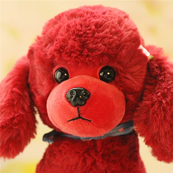 Cute Dog plush toys Poodle Bichon Frise puppy stuffed warm animal toys - Red 4