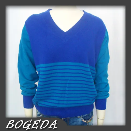 Pure Cashmere Sweater Women Royal Blue Pullover V-neck Lady Natural Thick Warm High Quality Clearance Sale Free Shipping | Женская