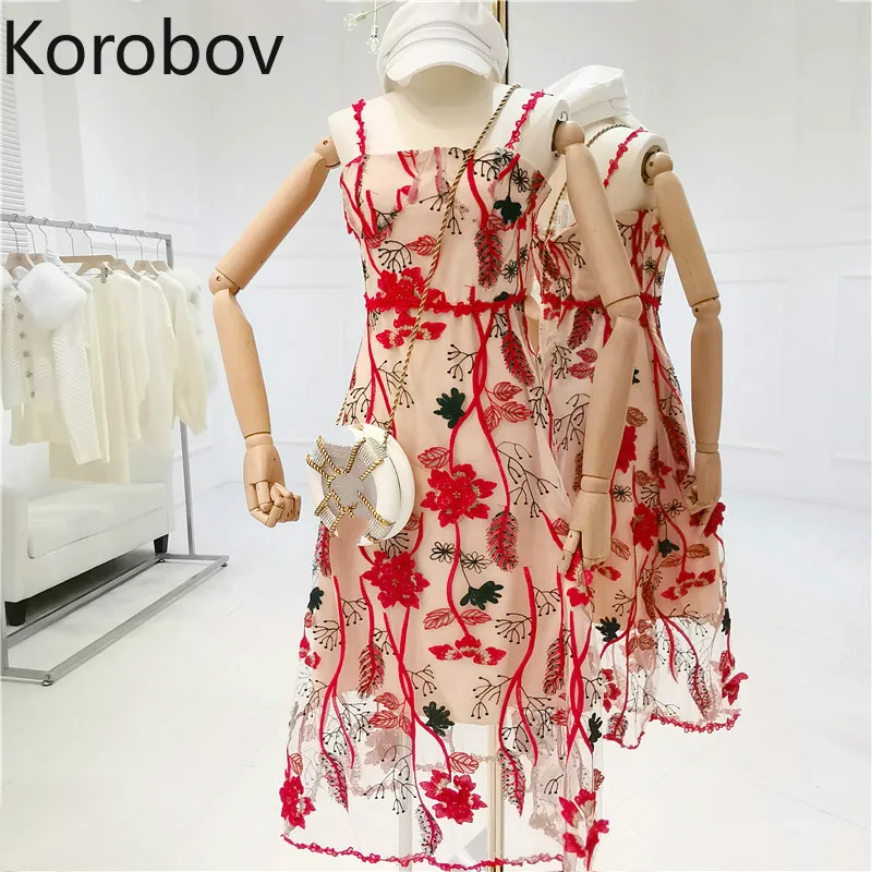 Korobov Fashion High Waist Slim Korean Women Dress Floral Embroidery Chinese Style Dresses Spaghetti Strap Party Vestidos 77537
Korobov Fashion High Waist Slim Korean Women Dress Floral Embroidery Chinese Style Dresses Spaghetti Strap Party Vestidos 77537