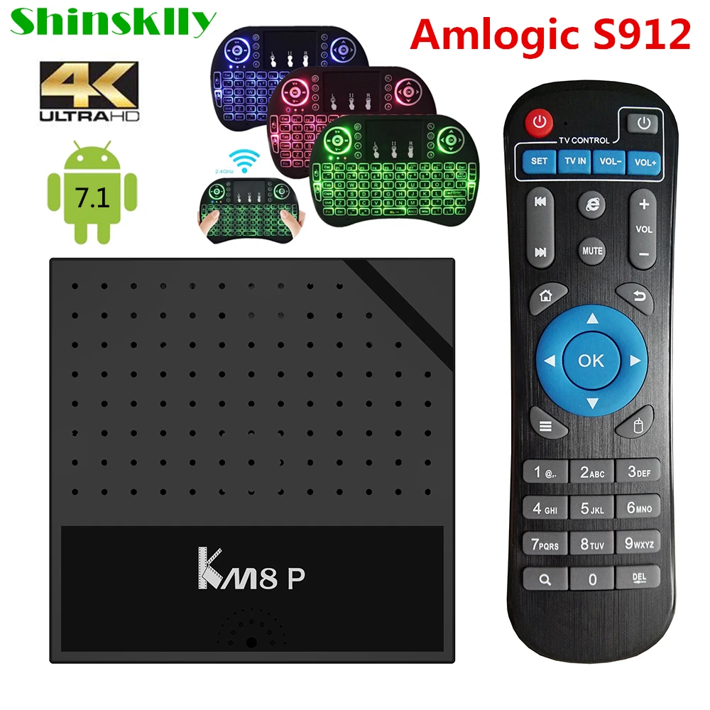 

KM8 P TV Box Android 7.1 Amlogic S912 Octa Core Smart TV BOX 1G 2G RAM 8G 16G ROM 2.4GHz WiFi HD 2.0 4K Media Player PK X96 X92