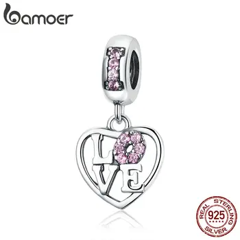 BAMOER Authentic 925 Sterling Silver Valentine Love Heart Shape Charms Pink CZ I Love You Pendant Fit Bracelet Jewelry SCC1044
BAMOER Authentic 925 Sterling Silver Valentine Love Heart Shape Charms Pink CZ I Love You Pendant Fit Bracelet Jewelry SCC1044