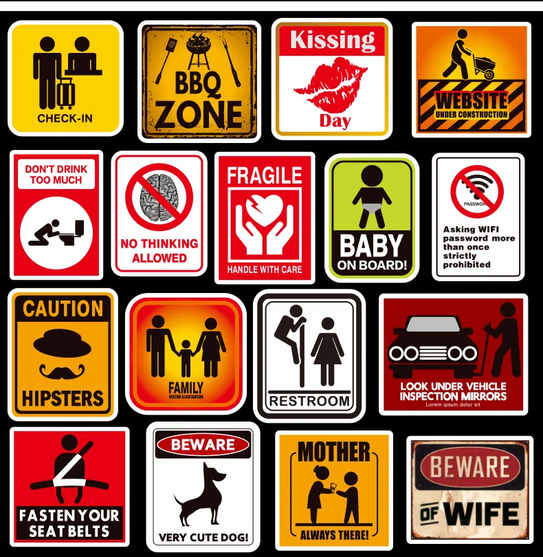 50pcs Banning Signs Stickers Warning Danger Reminder Waterproof Decal Sticker to DIY Car Laptop Suitcase Motorcycle Skateboard L
50pcs Banning Signs Stickers Warning Danger Reminder Waterproof Decal Sticker to DIY Car Laptop Suitcase Motorcycle Skateboard L