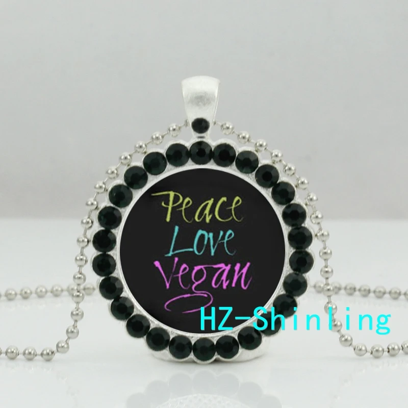 HZShinling Peace Love Vegan Necklace Herbivore Plants Jewelry Vegetarian Words Round Crystal Pendant Ball Chain Necklaces HZ6
HZShinling Peace Love Vegan Necklace Herbivore Plants Jewelry Vegetarian Words Round Crystal Pendant Ball Chain Necklaces HZ6