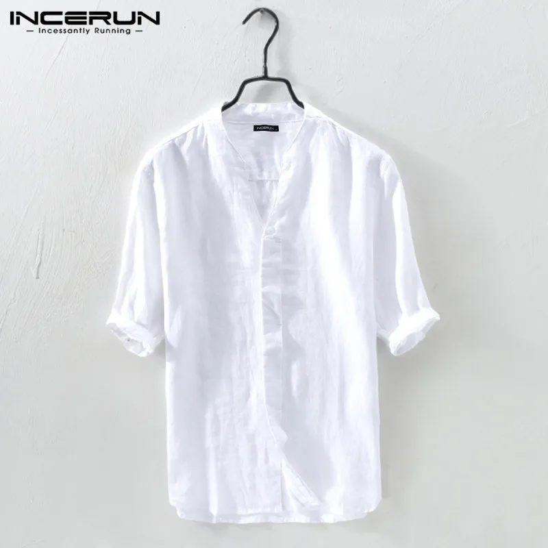 INCERUN 2019 Thin Section Men Short Sleeve Half Sleeve Shirt New Stand Collar Solid Color Shirt Men Loose Retro Literary Camisas
INCERUN 2019 Thin Section Men Short Sleeve Half Sleeve Shirt New Stand Collar Solid Color Shirt Men Loose Retro Literary Camisas