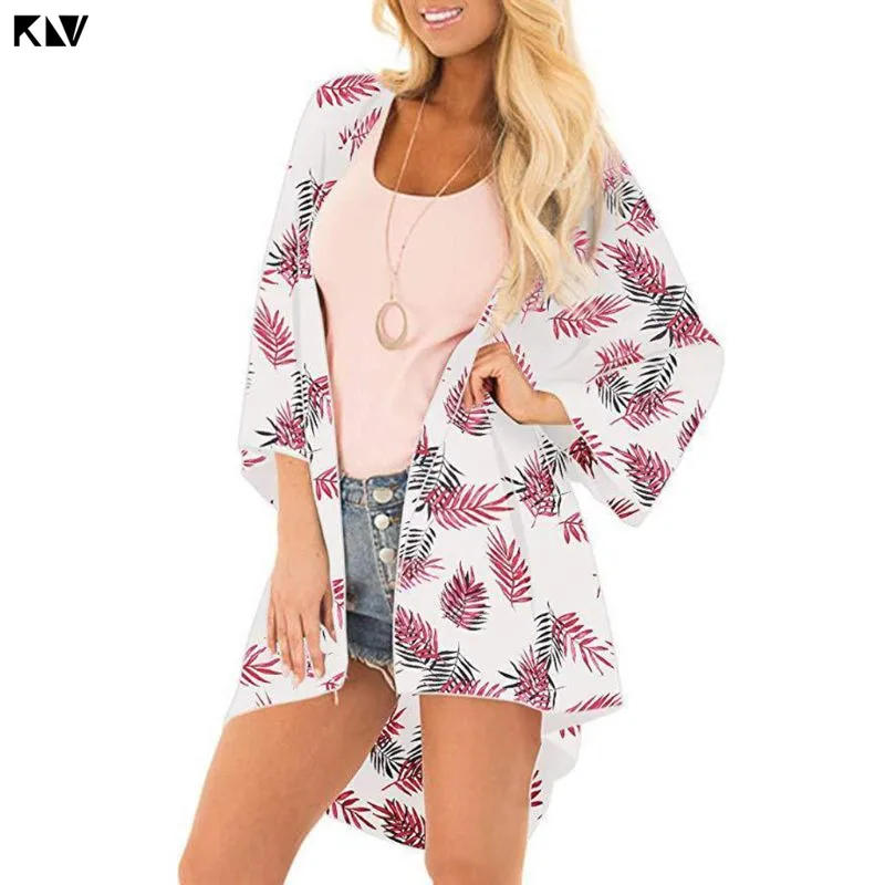 KLV Holiday 3/4 Sleeve Open Front Kimono Cardigan Boho Floral Leaf Leopard Print Bikini Cover Up Anti-UV Asymmetric Beach Robe
KLV Holiday 3/4 Sleeve Open Front Kimono Cardigan Boho Floral Leaf Leopard Print Bikini Cover Up Anti-UV Asymmetric Beach Robe