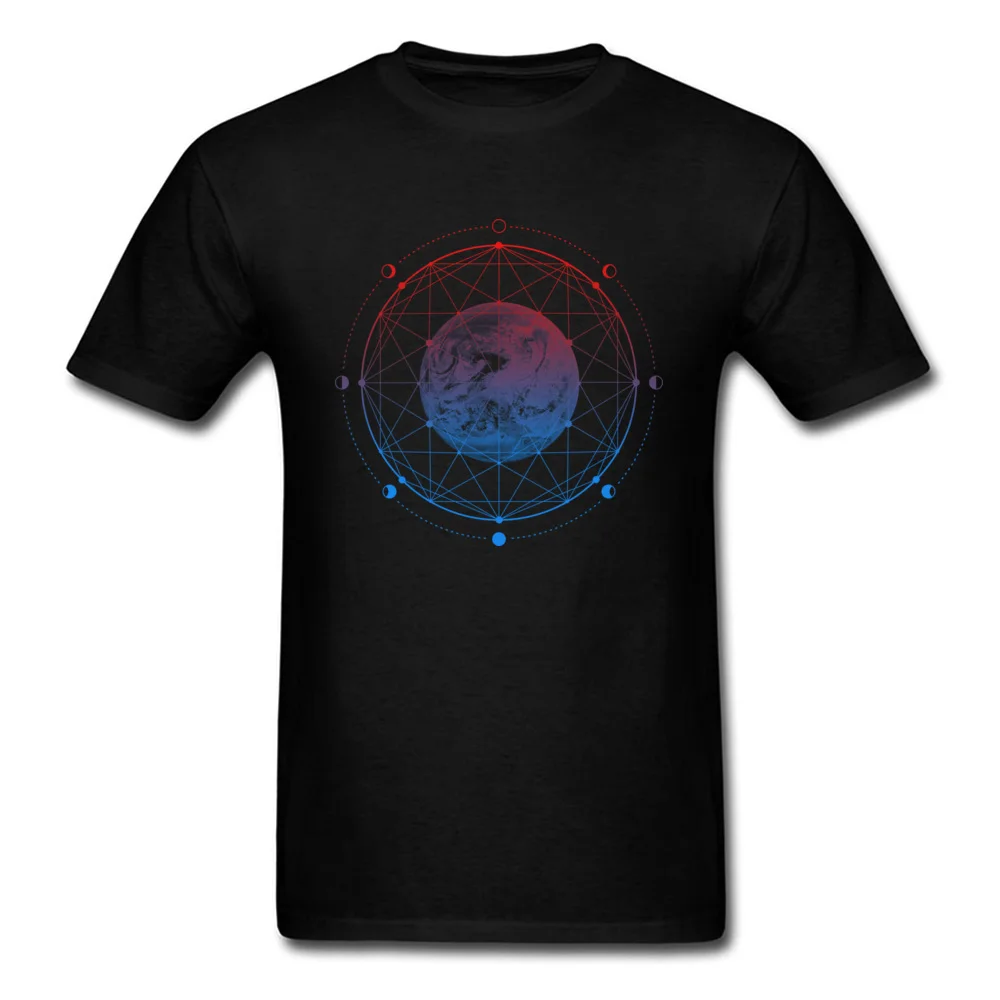 Moon Phases Pure Cotton Tops Shirt for Men Printing T Shirt Casual Graphic Crew Neck Tee-Shirts Short Sleeve Top Quality Moon Phases black