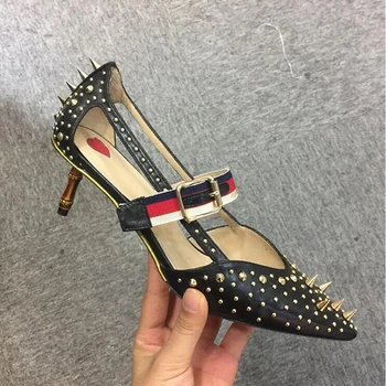 Fashion Rivets Pumps Pointed Toe High Heels Cut Outs Stiletto Buckle Thin Heels Party Shoes Woman Sexy Shoes For Dress Summer
Fashion Rivets Pumps Pointed Toe High Heels Cut Outs Stiletto Buckle Thin Heels Party Shoes Woman Sexy Shoes For Dress Summer