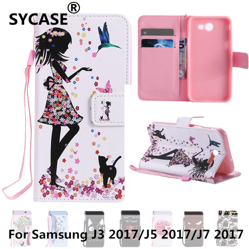 Чехол SY для samsung J3 J5 J7 2017 J330 J530 J7pro откидной раскрашенный кошелек карт с подставкой