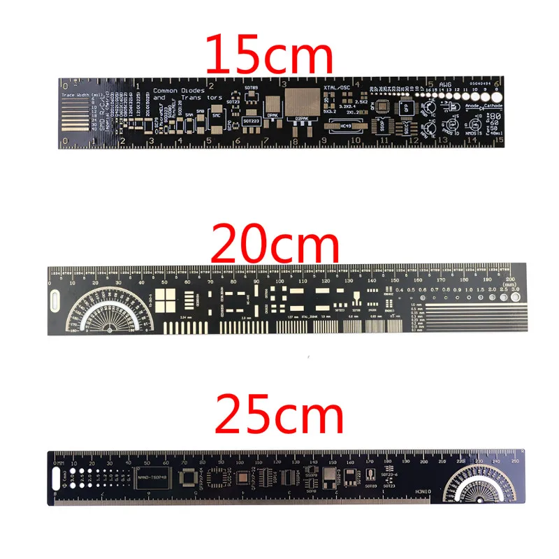 15/20/25cm Multifunctional PCB Ruler Measuring Tool Resistor Capacitor Chip IC SMD Diode Transistor Package Electronic Stock
15/20/25cm Multifunctional PCB Ruler Measuring Tool Resistor Capacitor Chip IC SMD Diode Transistor Package Electronic Stock