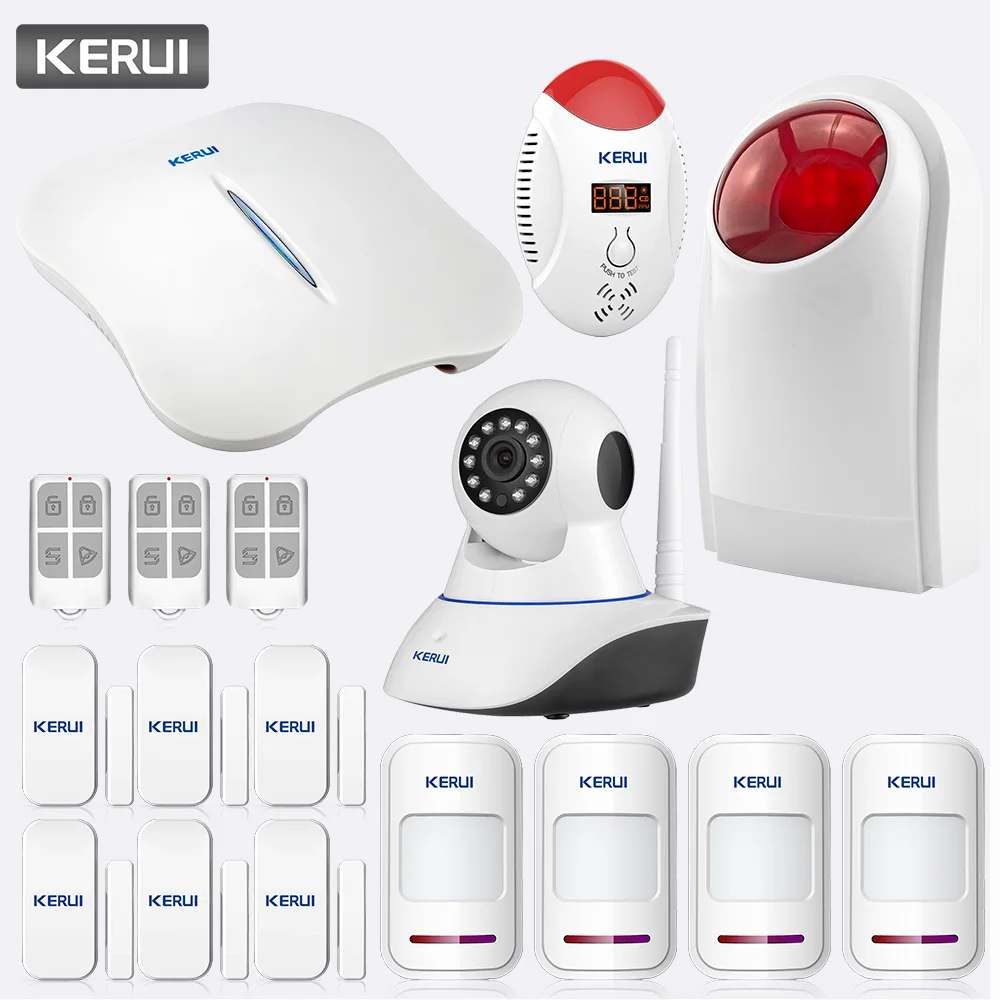 

KERUI W1 Home Security Wireless WiFi PSTN Alarm System Linkage Alarm APP Remote Control Call SMS Push Anti-theft Alert Kit