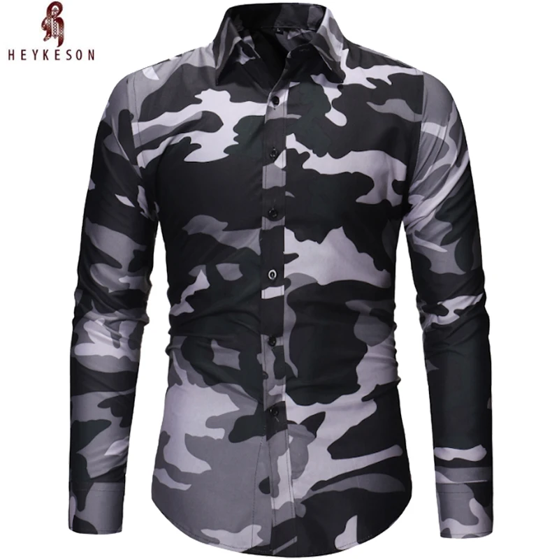 HEYKESON Brand 2018 Fashion Male Shirt Long-Sleeves Tops High-Quality Camouflage Mens Dress Shirts Slim Men Shirt
HEYKESON Brand 2018 Fashion Male Shirt Long-Sleeves Tops High-Quality Camouflage Mens Dress Shirts Slim Men Shirt