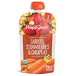 Happy Family Brands 231164 4 oz Organics 6 Plus Months Carrots Strawberries & Chickpeas Clearly Crafted Pouches (1)