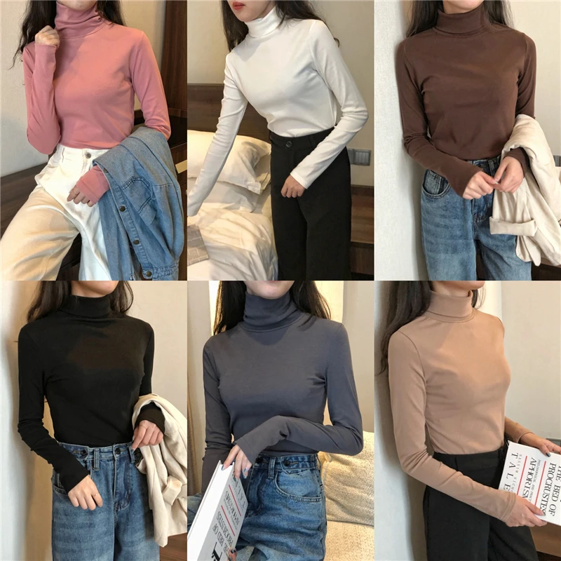 2019Spring Autumn Women T-Shirts solid Turtleneck Long Sleeve Tops Tees Ladies Winter Bottoming Shirts Basic Fall Female Tshirts
2019Spring Autumn Women T-Shirts solid Turtleneck Long Sleeve Tops Tees Ladies Winter Bottoming Shirts Basic Fall Female Tshirts