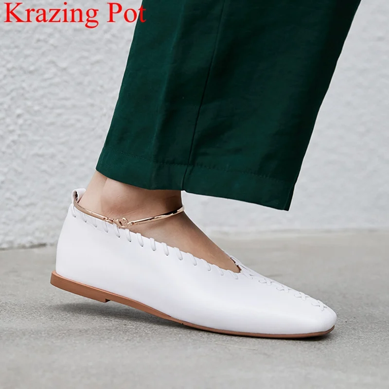 Krazing Pot 2019 cow leather metal decoration square toe shallow women flats ankle strap office lady spring driving shoes L12
Krazing Pot 2019 cow leather metal decoration square toe shallow women flats ankle strap office lady spring driving shoes L12