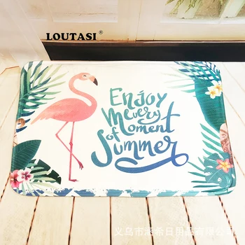 

LOUTASI Tropical Plants Flamingo Pattern Anti-Slip Suede Carpet Bathroom Door Mats Doormat Outdoor Kitchen Room Floor Mat Rug