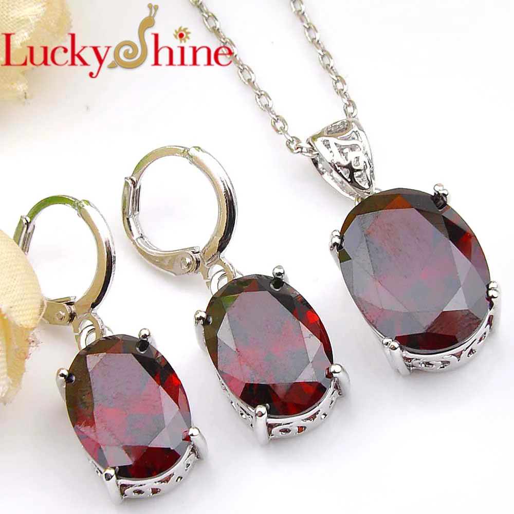Luckyshine Holiday Gift Oval Fire Red Garnet Crystal Cubic Zirconia 925 Silver Pendants Necklaces Drop Earrings Jewelry Sets
Luckyshine Holiday Gift Oval Fire Red Garnet Crystal Cubic Zirconia 925 Silver Pendants Necklaces Drop Earrings Jewelry Sets