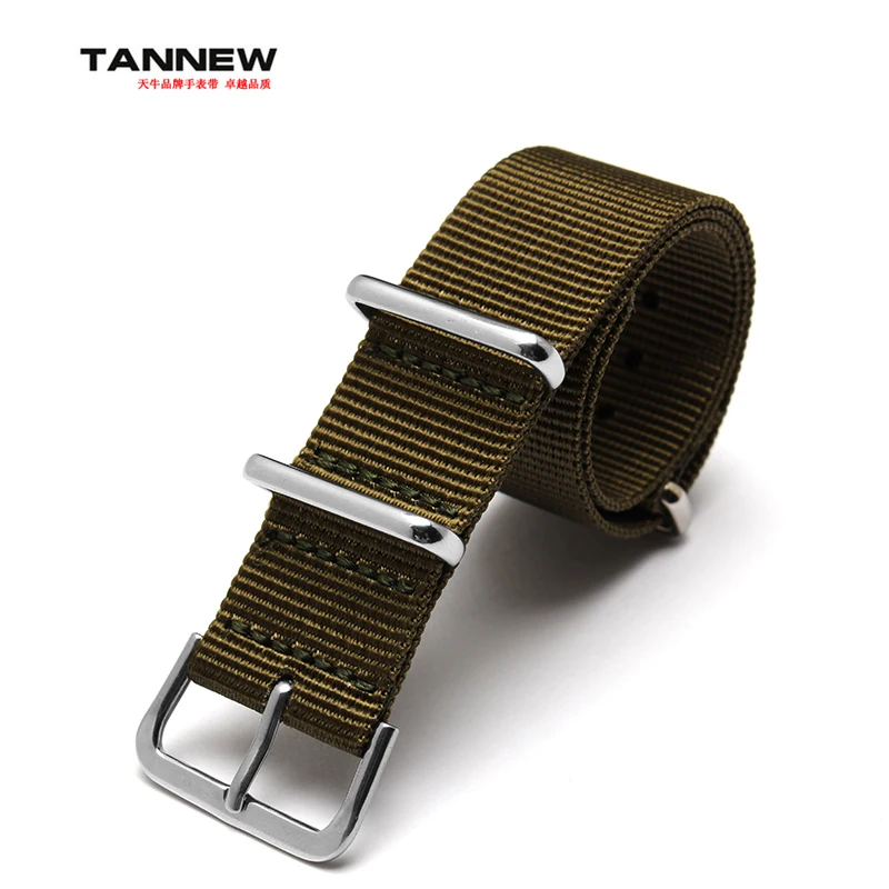 

New arrived High-quality Khaki 18mm 20mm 22mm 24mm waterproof nylon strap NATO strap fashion strap 4 color buckles for choose
