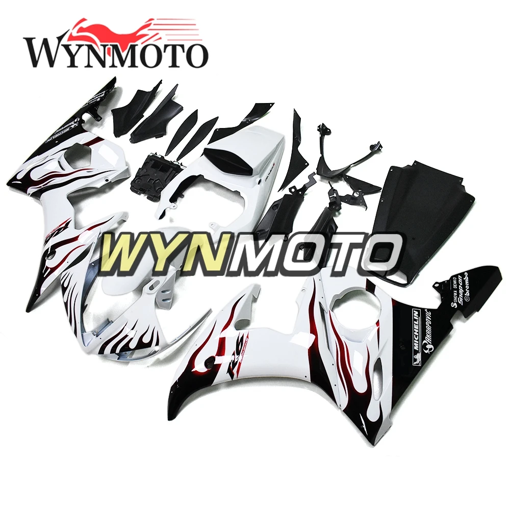 Полный комплект обтекателей из АБС-пластика для Yamaha YZF600 R6, 2005 год, Обтекатели для мотоциклов, белый с черным пламенем, кузов, Новинка
Полный комплект обтекателей из АБС-пластика для Yamaha YZF600 R6, 2005 год, Обтекатели для мотоциклов, белый с черным пламенем, кузов, Новинка