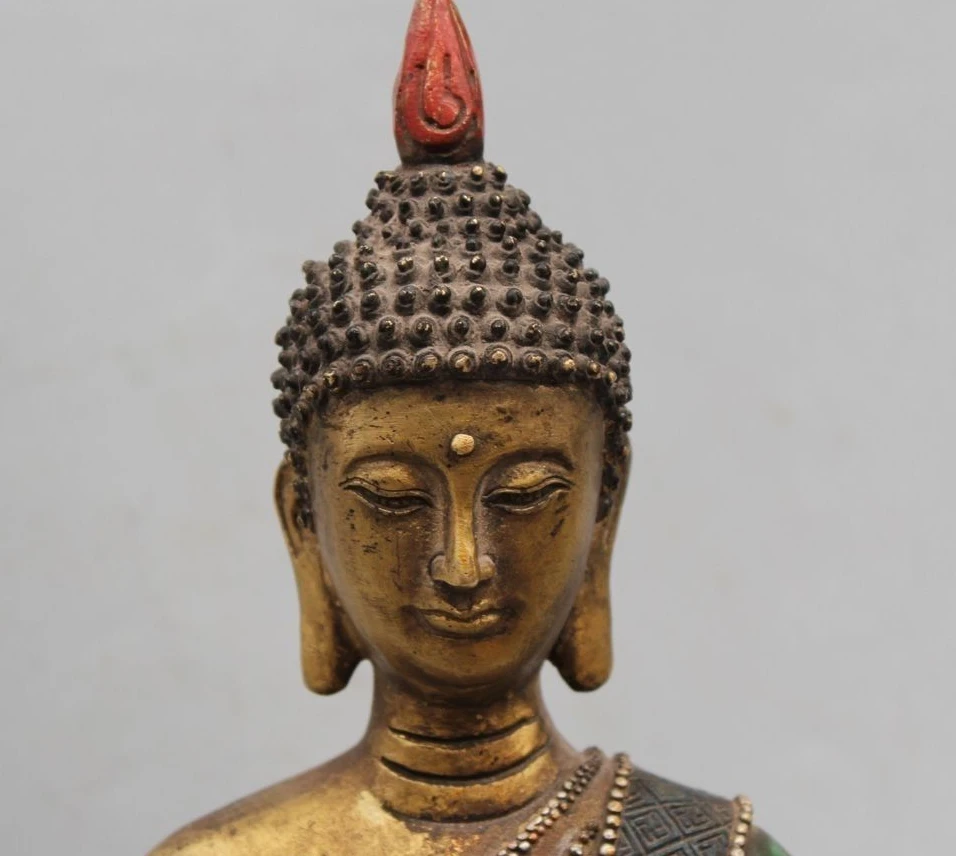 11" Tibet Tibetan Buddhism Bronze Painted Seat Thailand Ayutthaya Maitreya Buddh
11" Tibet Tibetan Buddhism Bronze Painted Seat Thailand Ayutthaya Maitreya Buddh
