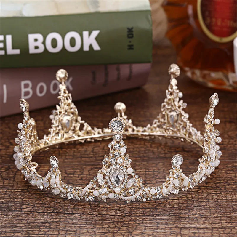 

Luxury Crystal Bride Tiaras And Crowns Fashion Queen Wedding Crown Round Headpiece Wedding Hair Jewelry Accessories Wholesale