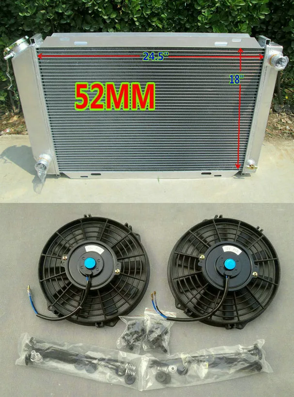 52MM 2Row ALUMINUM RACING RADIATOR + FANS FOR FORD MUSTANG GT GL LX SVT Cobra 5.0L Windsor V8 302 1979-1993 Shroud Fans 80 81 90
52MM 2Row ALUMINUM RACING RADIATOR + FANS FOR FORD MUSTANG GT GL LX SVT Cobra 5.0L Windsor V8 302 1979-1993 Shroud Fans 80 81 90