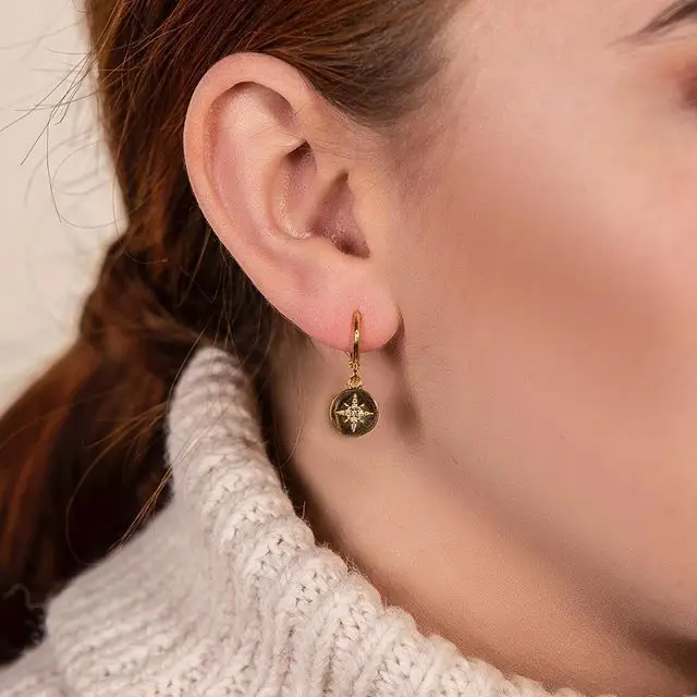 2019 New fashion Geometric dangling coin earring gold color engrave north star elegance cute girl women gift for Christmas gift
2019 New fashion Geometric dangling coin earring gold color engrave north star elegance cute girl women gift for Christmas gift