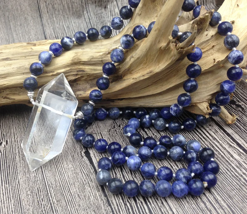 YA2622 Natural Clear Quartz Double Point Pendant Sodalite 8mm Stone Beads Knot Necklace 30inch long
YA2622 Natural Clear Quartz Double Point Pendant Sodalite 8mm Stone Beads Knot Necklace 30inch long