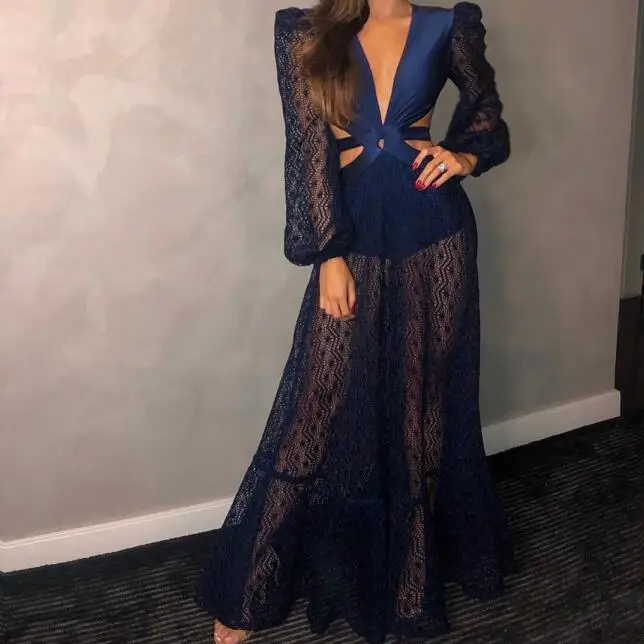 Lace Long Sleeve Dress Fashion Women Night Club Party Dresses Elegant V-Neck Hollow Out Sexy Dress Women
Lace Long Sleeve Dress Fashion Women Night Club Party Dresses Elegant V-Neck Hollow Out Sexy Dress Women