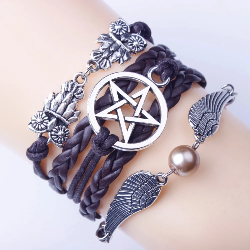 Design Vintage Multilayer Leather Bracelet For Men 2019 Handmade Wristband Bracelet Punk Rope Jewelry Wrap Bracelets & Bangles
Design Vintage Multilayer Leather Bracelet For Men 2019 Handmade Wristband Bracelet Punk Rope Jewelry Wrap Bracelets & Bangles
