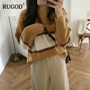RUGOD 2019 Hot Sell Women Long Sweater O-Neck Striped Casual Women Pullovers Plus Size Knitted Winter Clothes pull femme hiver
RUGOD 2019 Hot Sell Women Long Sweater O-Neck Striped Casual Women Pullovers Plus Size Knitted Winter Clothes pull femme hiver