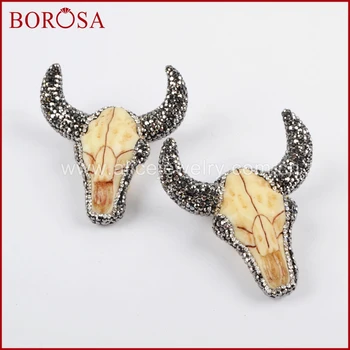 BOROSA Resin Horn Cattle Bull Buffalo Pendant Longhorn Pendant Crystal Rhinestone Pave Black Zircon Head Fashion Jewelry JAB635
BOROSA Resin Horn Cattle Bull Buffalo Pendant Longhorn Pendant Crystal Rhinestone Pave Black Zircon Head Fashion Jewelry JAB635