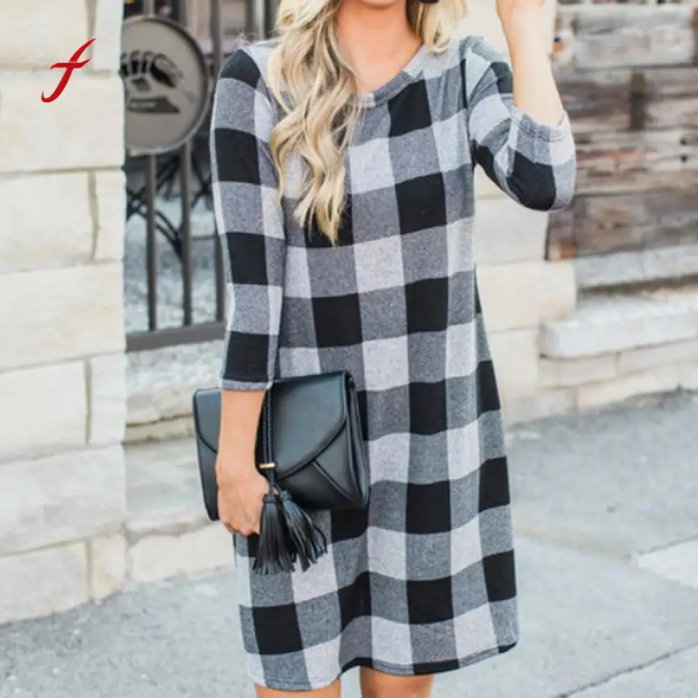 Feitong Personalised 1pcs Women'S Dresses Fashion Plaid Long Sleeve O-Neck Loose Dresses Solid Color Dresses Summer 2019
Feitong Personalised 1pcs Women'S Dresses Fashion Plaid Long Sleeve O-Neck Loose Dresses Solid Color Dresses Summer 2019