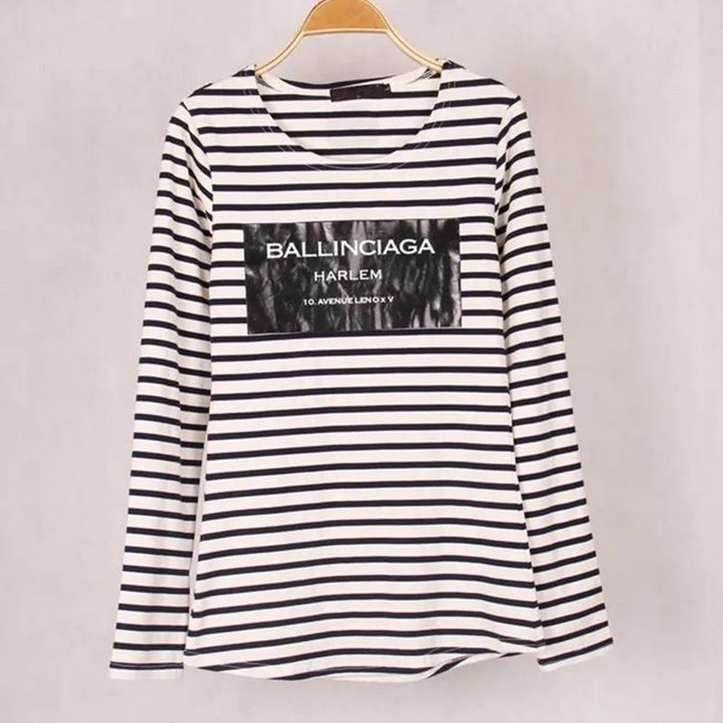New Fashion Women's Ballinciaga Print T-shirts Striped Long Sleeve Cotton Autumn Winter Under Shirts Tops Tees For WomanS/M/L/XL
New Fashion Women's Ballinciaga Print T-shirts Striped Long Sleeve Cotton Autumn Winter Under Shirts Tops Tees For WomanS/M/L/XL
