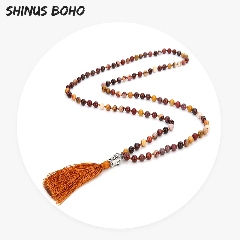 Фото SHINUSBOHO Tassel Knotted Charm collier Mix Color Egg Yolk Beaded Necklaces Women Men Fashion Meditation Prayer Present Jewelry | Украшения