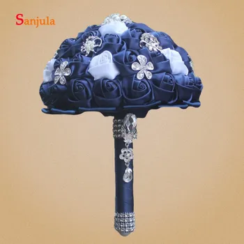 Navy Blue and White Bridal Bouquet Satin Flowers Beaded Pearls Attractive Wedding Bouquet gelin buketi WB18
Navy Blue and White Bridal Bouquet Satin Flowers Beaded Pearls Attractive Wedding Bouquet gelin buketi WB18