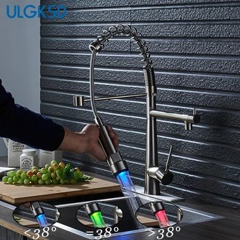 ULGKSD Kitchen Faucet LED Sprayer Nozzle Deck Mounted Sink Mixer Tap Cold and Hot Water Brass Faucets
ULGKSD Kitchen Faucet LED Sprayer Nozzle Deck Mounted Sink Mixer Tap Cold and Hot Water Brass Faucets