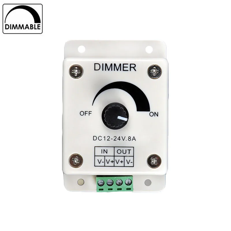 White LED Dimmer Switch DC 12V 24V 8A Adjustable Brightness Lamp Bulb Strip Driver Single Color Light Power Supply Controller
White LED Dimmer Switch DC 12V 24V 8A Adjustable Brightness Lamp Bulb Strip Driver Single Color Light Power Supply Controller