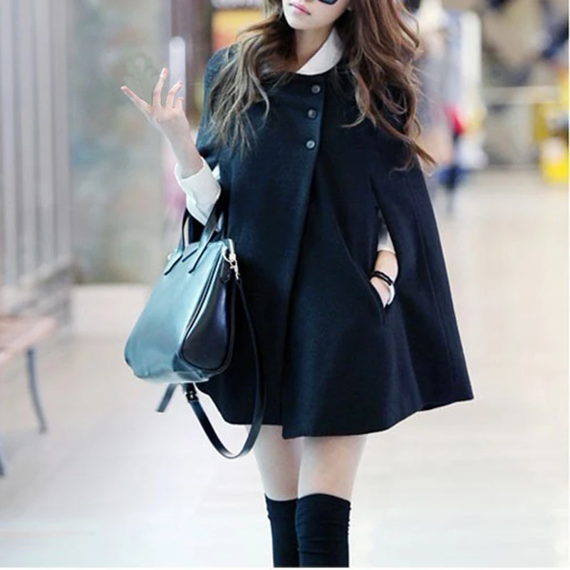 Women Black Color Batwing Wool Poncho Winter Warm Coat Loose Cloak Cape Jacket Parka Outwear
Women Black Color Batwing Wool Poncho Winter Warm Coat Loose Cloak Cape Jacket Parka Outwear