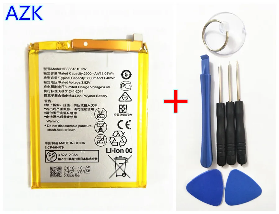 +Tools ! AZK New mobile phone battery HB366481ECW 3000mAh For Huawei P9 G9 Lite G9 Honor 8/5c Battery Replacement
+Tools ! AZK New mobile phone battery HB366481ECW 3000mAh For Huawei P9 G9 Lite G9 Honor 8/5c Battery Replacement