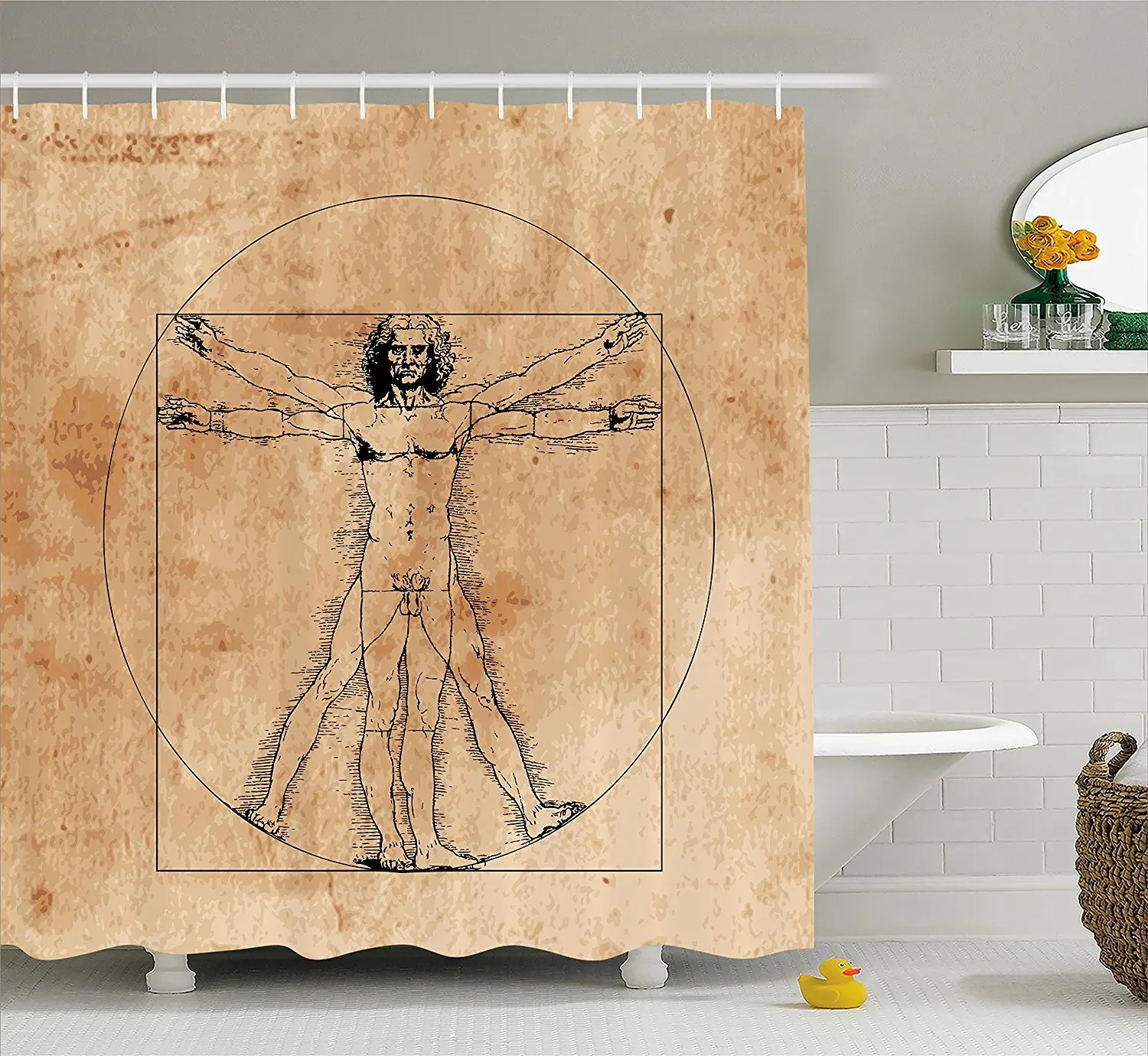 Human Anatomy Shower Curtain Medieval Vitruvian Man Crosshatching Famous Italian Painting Renaissance Body Fabric Bathroom Set
Human Anatomy Shower Curtain Medieval Vitruvian Man Crosshatching Famous Italian Painting Renaissance Body Fabric Bathroom Set