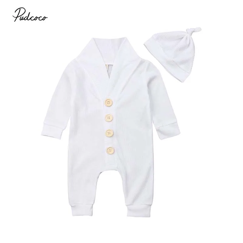 2019 Baby Autumn Winter Clothing 0-18M Infant Baby Kid Boy Girl Knitted Romper Hat 2pcs Button White Single Breasted Jumpsuits
2019 Baby Autumn Winter Clothing 0-18M Infant Baby Kid Boy Girl Knitted Romper Hat 2pcs Button White Single Breasted Jumpsuits