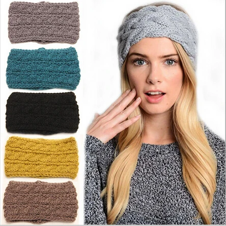 

2019 New Winter Headbands for Women Knitted Turban Headband Knit Head Wrap Beanie Ear Warmer Turban Girls Hair Accessories