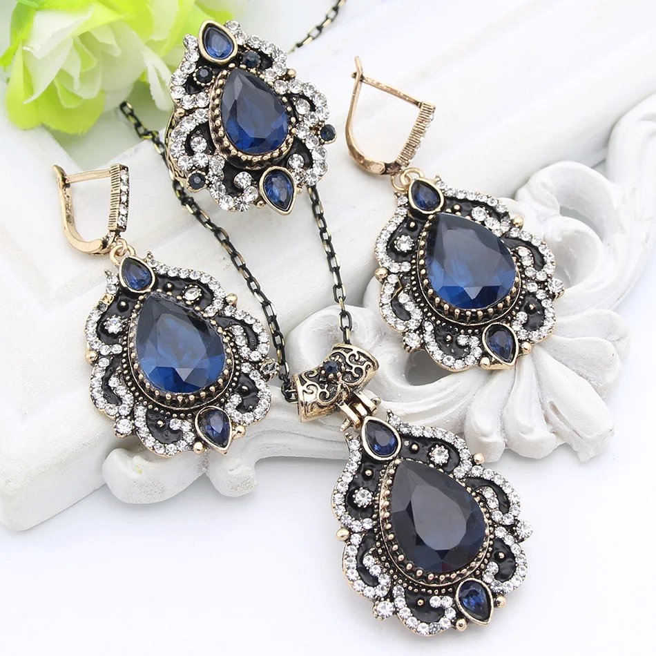 Exquisite Turkish Women Flower Resin Jewelry Sets Hook Earring Antique Gold Color Vintage Ring Nigeria India Crystal Necklace
Exquisite Turkish Women Flower Resin Jewelry Sets Hook Earring Antique Gold Color Vintage Ring Nigeria India Crystal Necklace