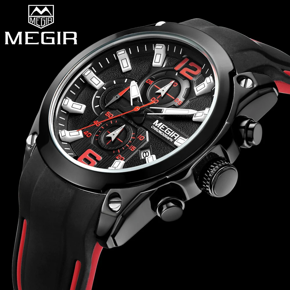 Megir Men's Watches Quartz Chronograph Date Watch Silicone Rubber Strap Luminous Hands Army Military Waterproof Wristswatch 
Megir Men's Watches Quartz Chronograph Date Watch Silicone Rubber Strap Luminous Hands Army Military Waterproof Wristswatch